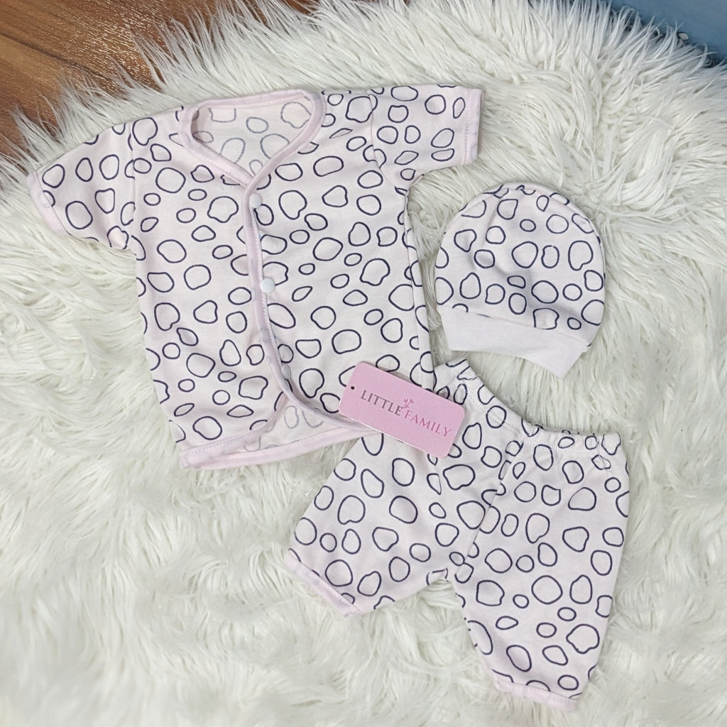 Newborn 3-Piece Cotton Outfit Set (Half) – Pack of 3