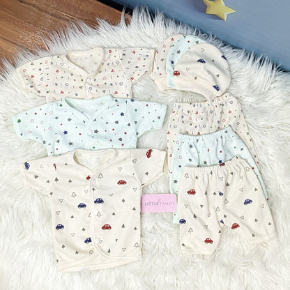 Newborn 3-Piece Cotton Outfit Set (Half) – Pack of 3