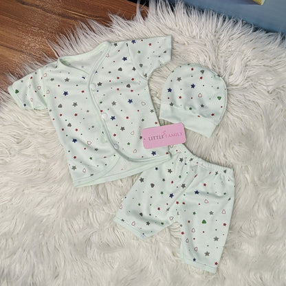 Newborn 3-Piece Cotton Outfit Set (Half) – Pack of 3