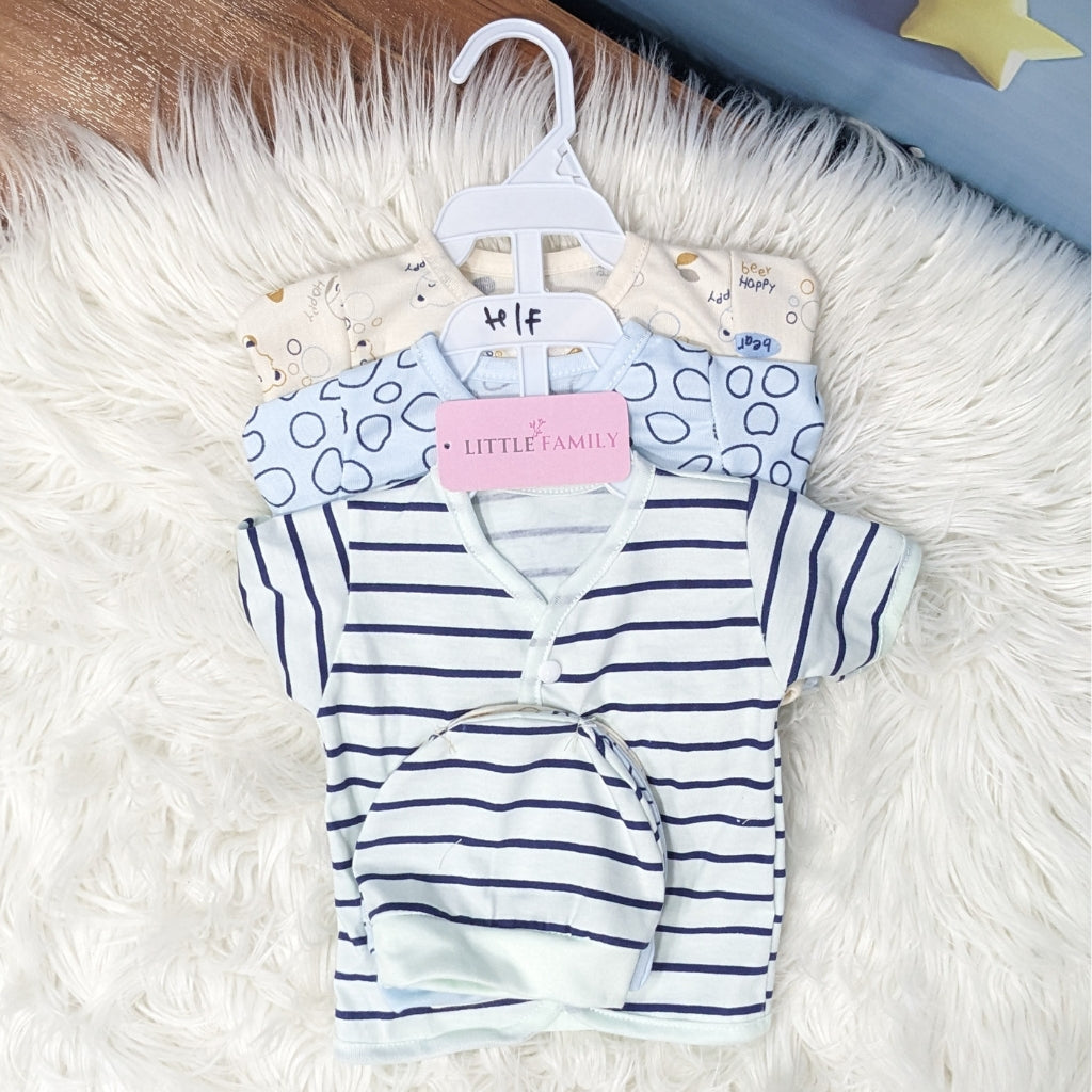 Newborn 3-Piece Cotton Outfit Set (Half) – Pack of 3