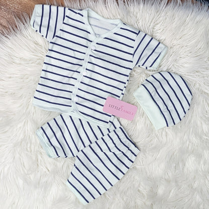 Newborn 3-Piece Cotton Outfit Set (Half) – Pack of 3