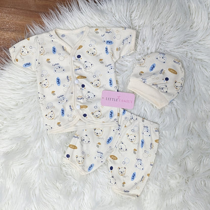 Newborn 3-Piece Cotton Outfit Set (Half) – Pack of 3