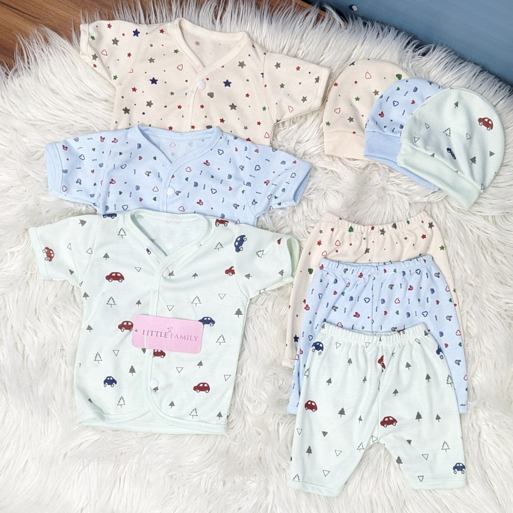 Newborn 3-Piece Cotton Outfit Set (Half) – Pack of 3