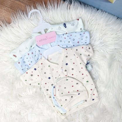 Newborn 3-Piece Cotton Outfit Set (Half) – Pack of 3