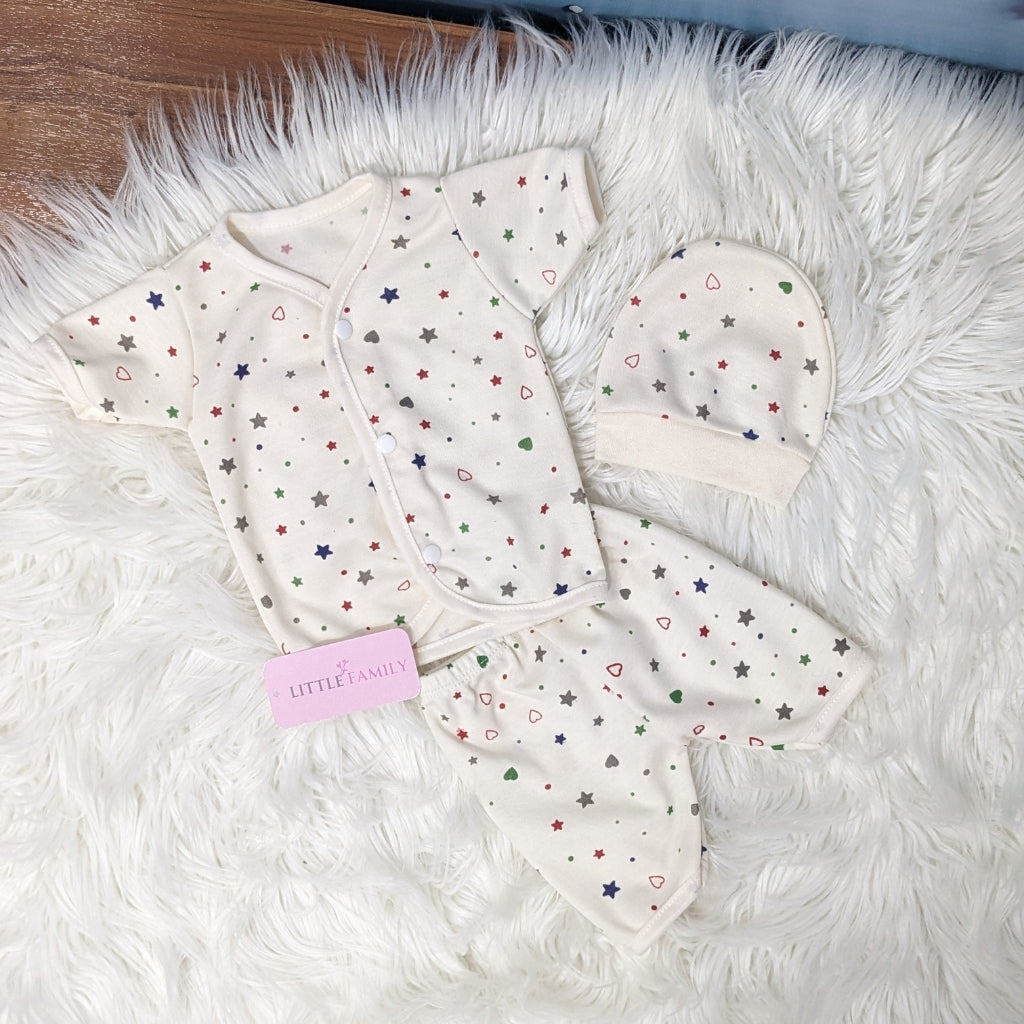 Newborn 3-Piece Cotton Outfit Set (Half) – Pack of 3