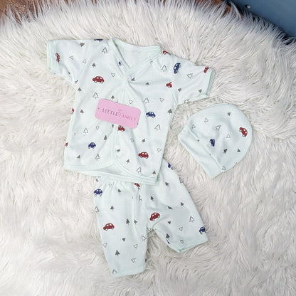 Newborn 3-Piece Cotton Outfit Set (Half) – Pack of 3