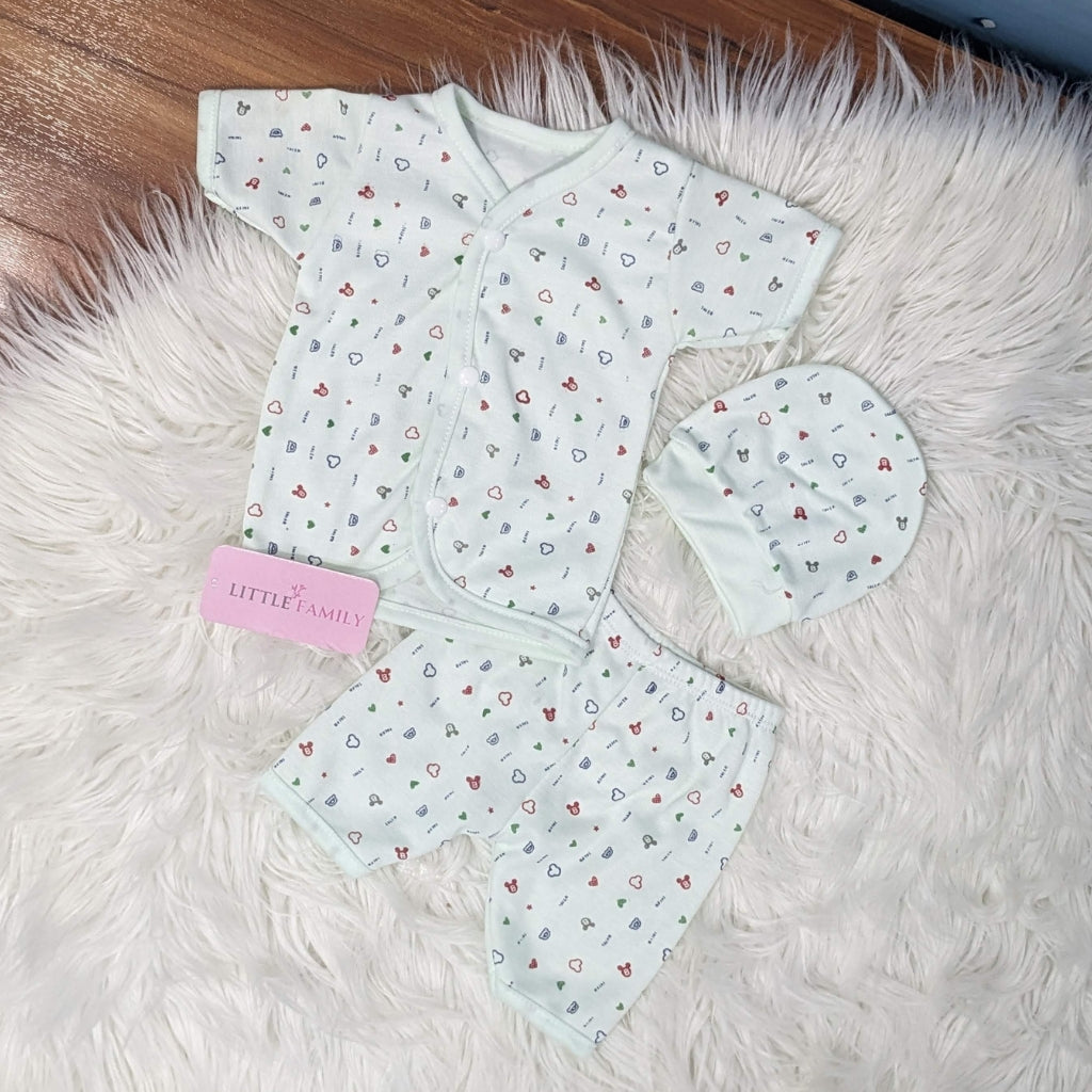 Newborn 3-Piece Cotton Outfit Set (Half) – Pack of 3