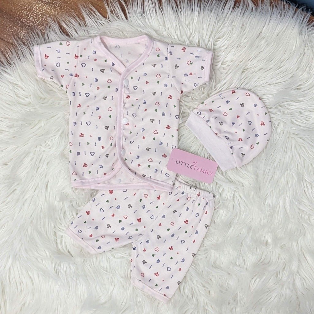 Newborn 3-Piece Cotton Outfit Set (Half) – Pack of 3