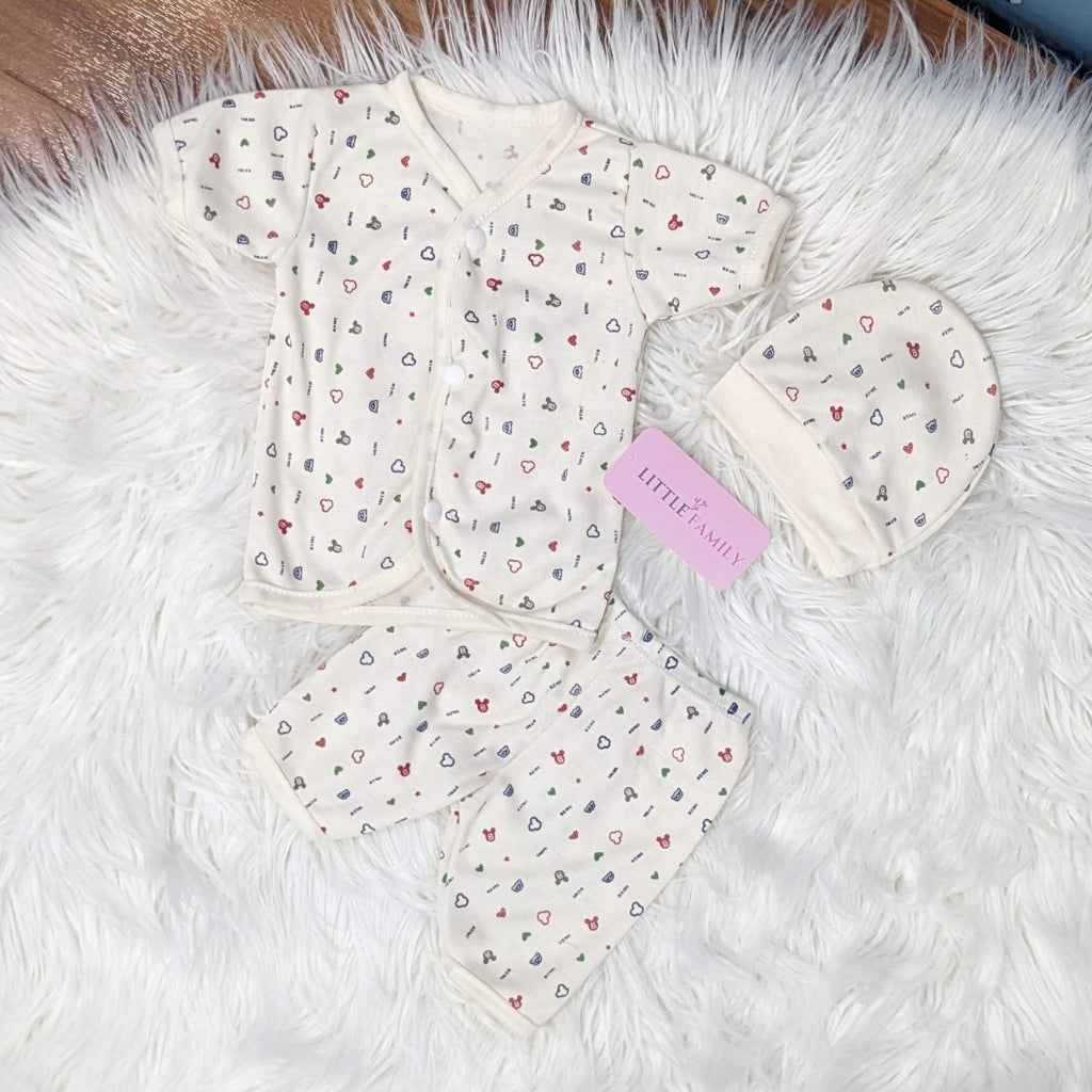 Newborn 3-Piece Cotton Outfit Set (Half) – Pack of 3