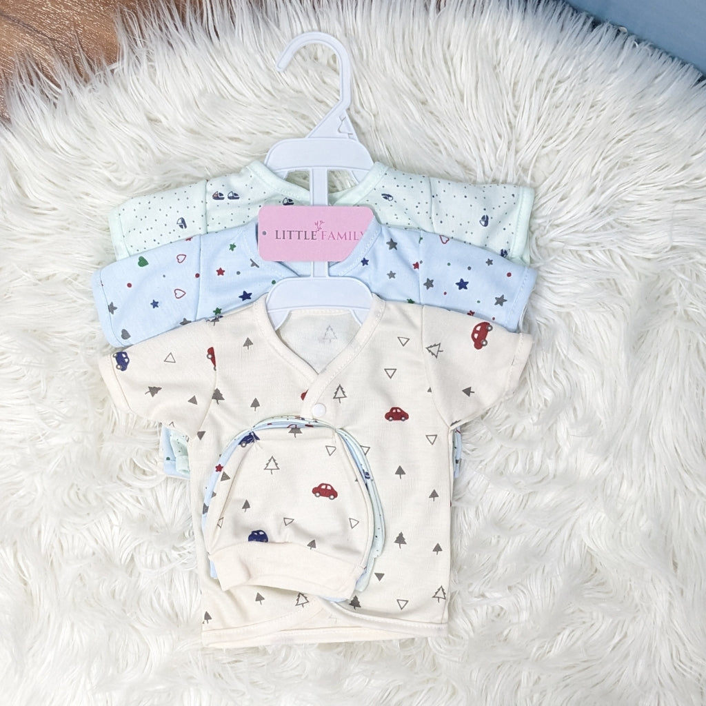 Newborn 3-Piece Cotton Outfit Set (Half) – Pack of 3