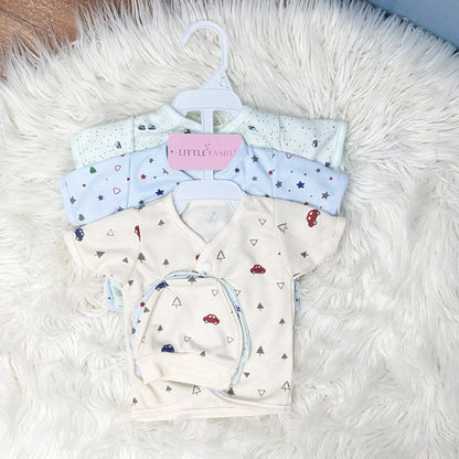 Newborn 3-Piece Cotton Outfit Set (Half) – Pack of 3