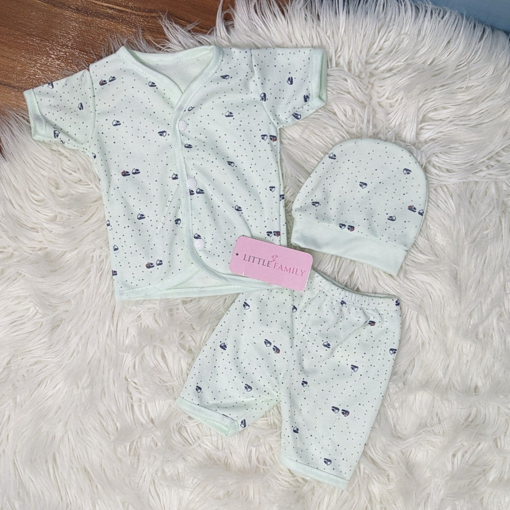 Newborn 3-Piece Cotton Outfit Set (Half) – Pack of 3