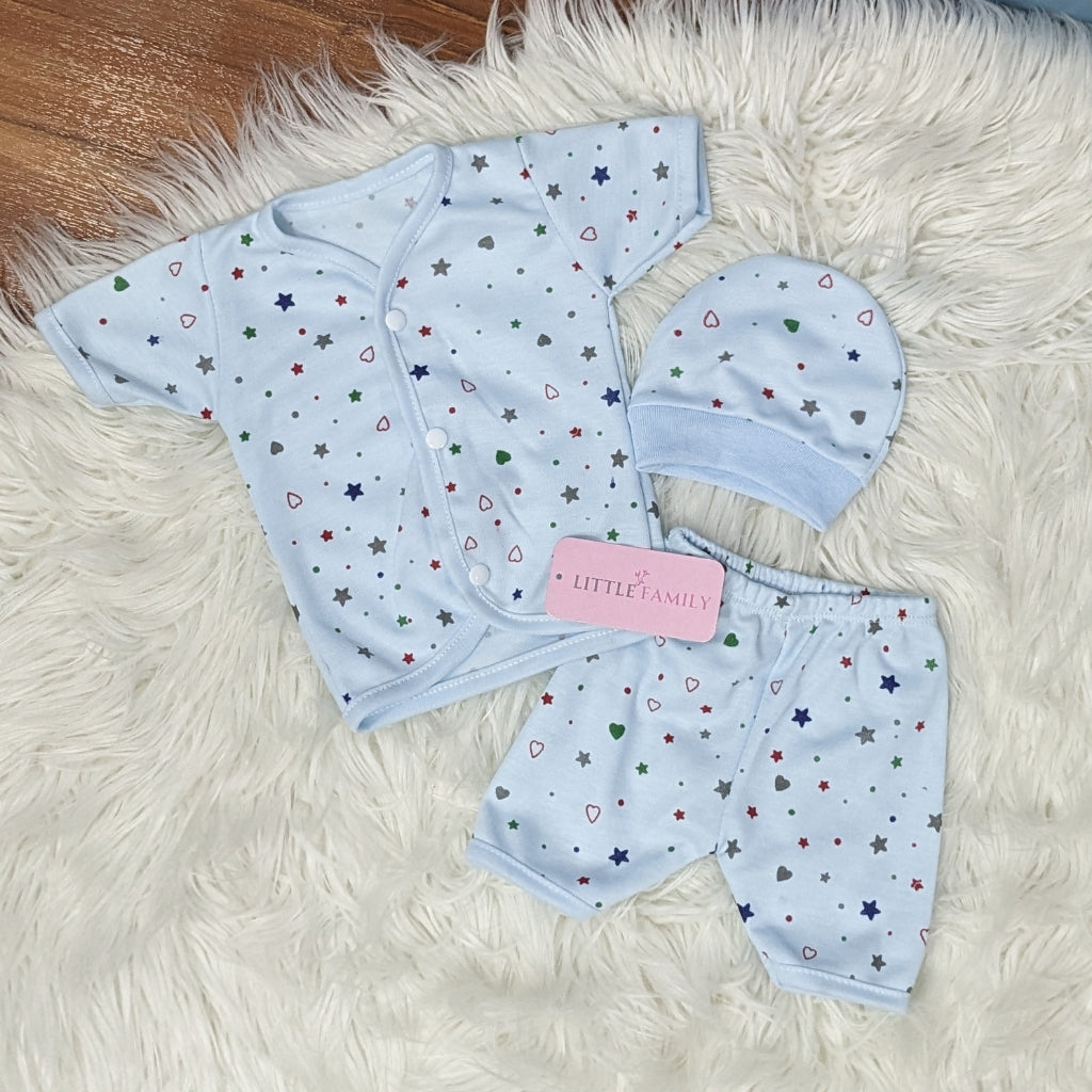 Newborn 3-Piece Cotton Outfit Set (Half) – Pack of 3