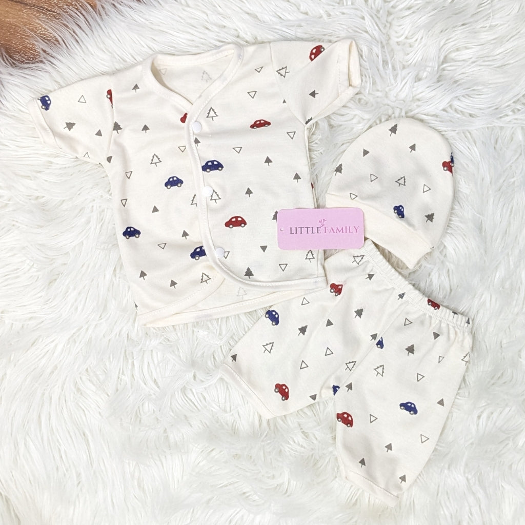 Newborn 3-Piece Cotton Outfit Set (Half) – Pack of 3