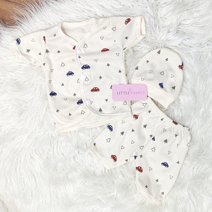 Newborn 3-Piece Cotton Outfit Set (Half) – Pack of 3
