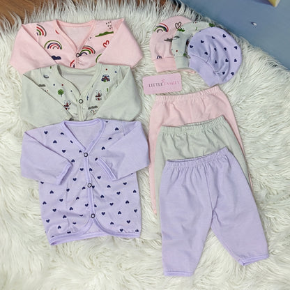 Newborn 3-Piece Cotton Outfit Set – Pack of 3
