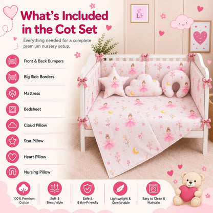 Premium Baby Cot Bedding Set - Princess Fairy