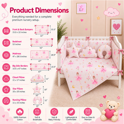 Premium Baby Cot Bedding Set - Princess Fairy