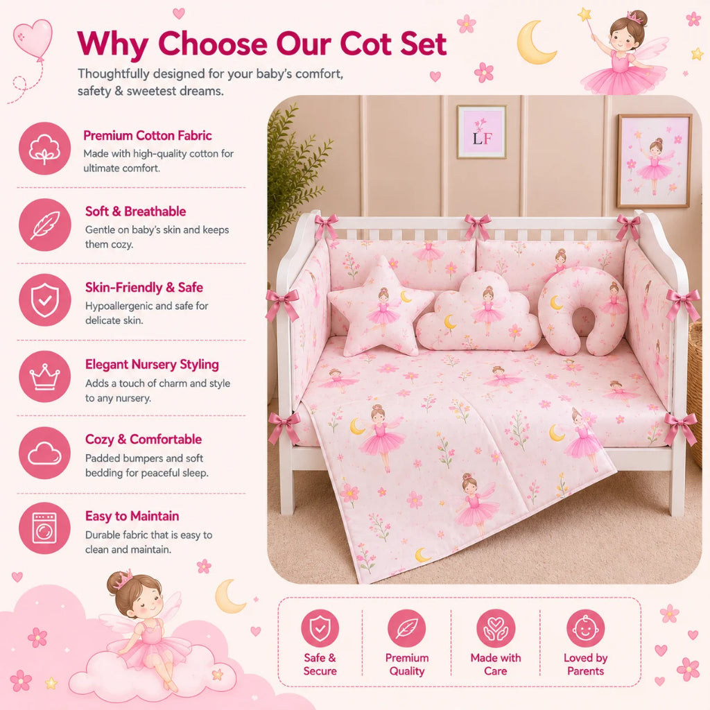Premium Baby Cot Bedding Set - Princess Fairy