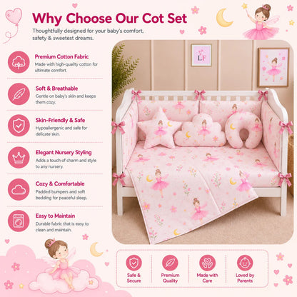 Premium Baby Cot Bedding Set - Princess Fairy