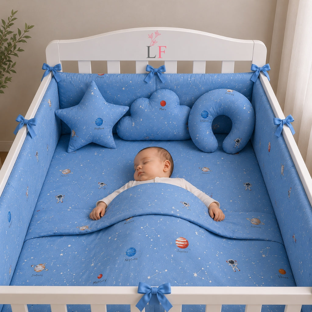Premium Baby Cot Bedding Set - Space