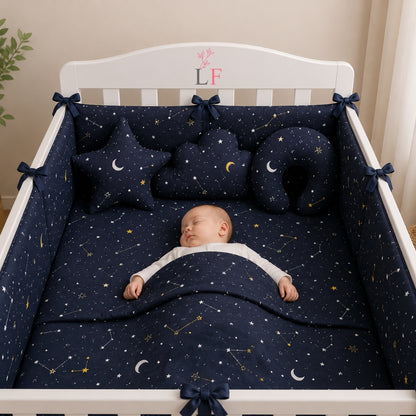 Premium Baby Cot Bedding Set - Midnight Stars