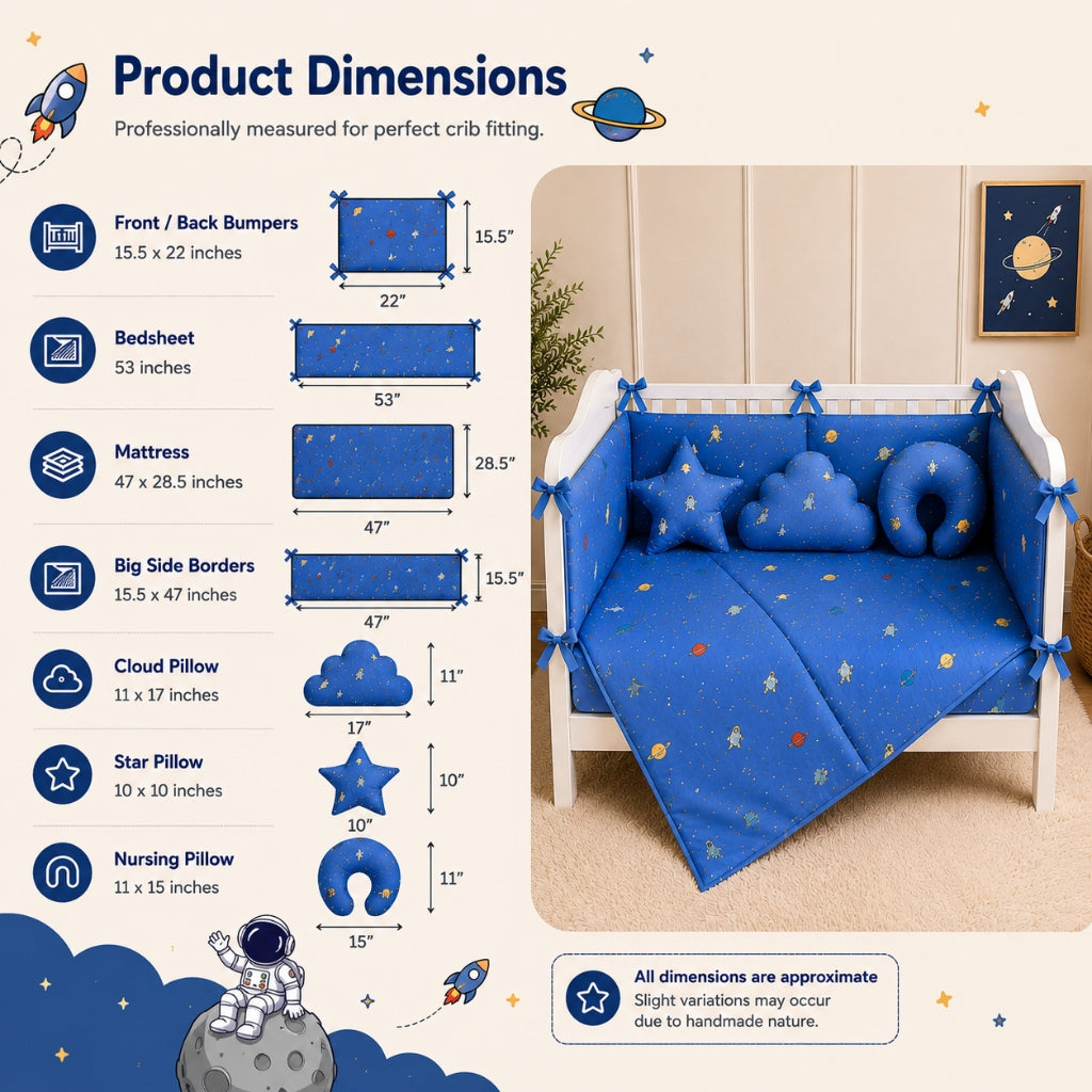 Premium Baby Cot Bedding Set - Space