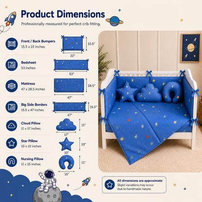 Premium Baby Cot Bedding Set - Space