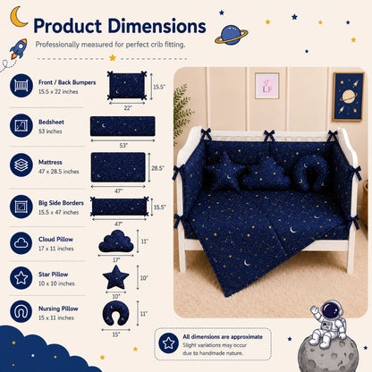 Premium Baby Cot Bedding Set - Midnight Stars