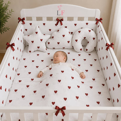 Premium Baby Cot Bedding Set - Sweet Hearts