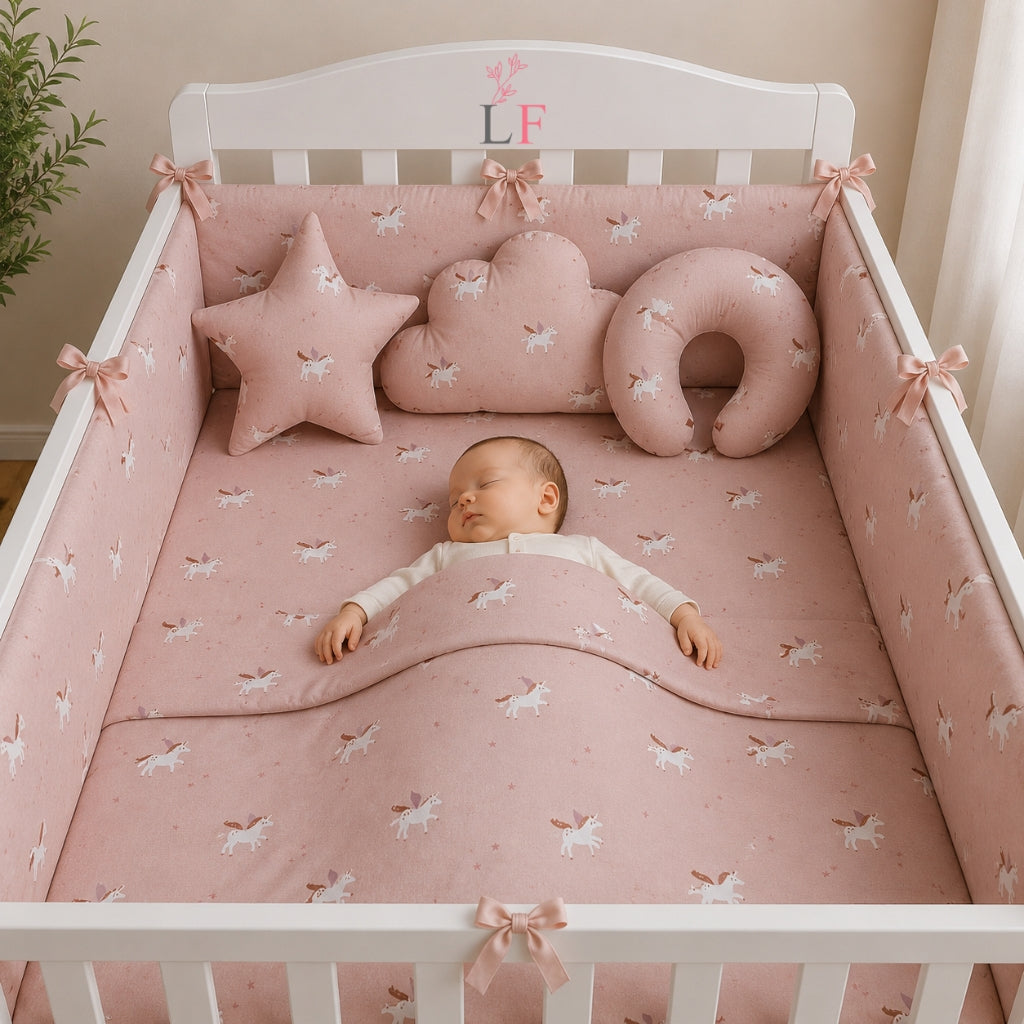 Premium Baby Cot Bedding Set - Unicorn