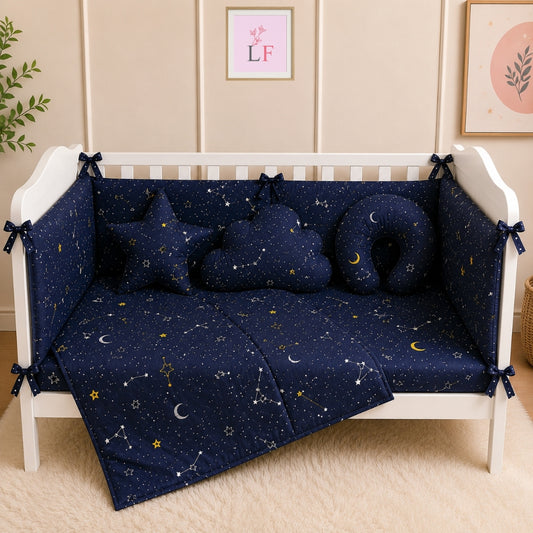 Premium Baby Cot Bedding Set - Midnight Stars