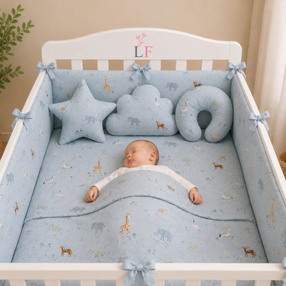 Premium Baby Cot Bedding Set - Safari Dreams