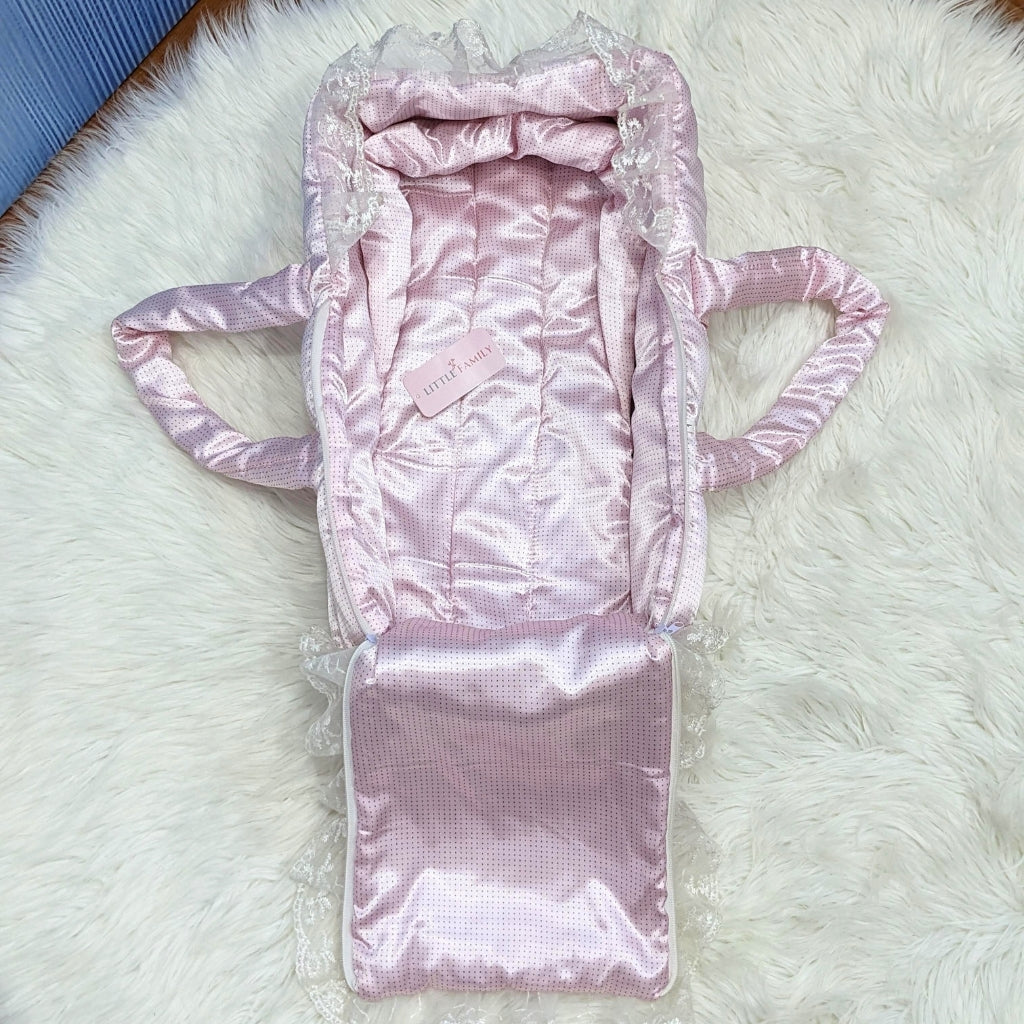 Pink Dot Silk Newborn Carry Crib