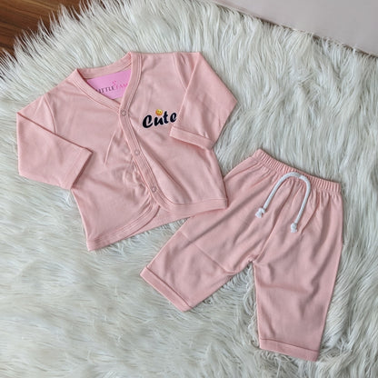 Premium Baby 2-Piece Night Suit - Soft Pink