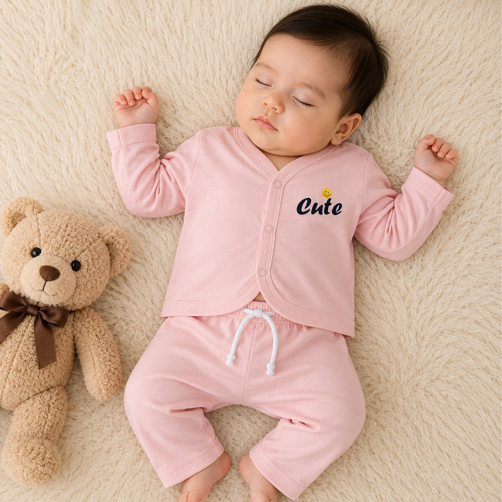 Premium Baby 2-Piece Night Suit - Soft Pink