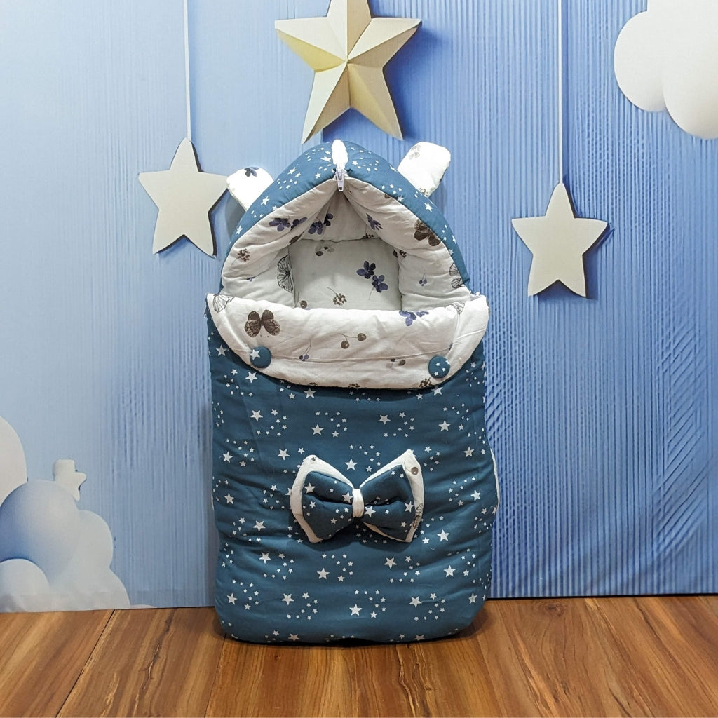 Starry Dreams Baby Bedding Set - 8 Pieces (Bluish Cyan) | Large