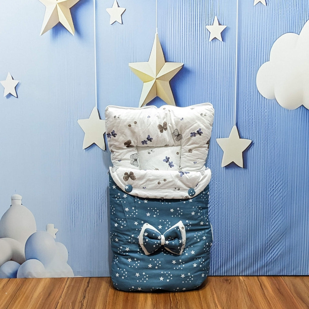 Starry Dreams Baby Bedding Set - 8 Pieces (Bluish Cyan) | Large
