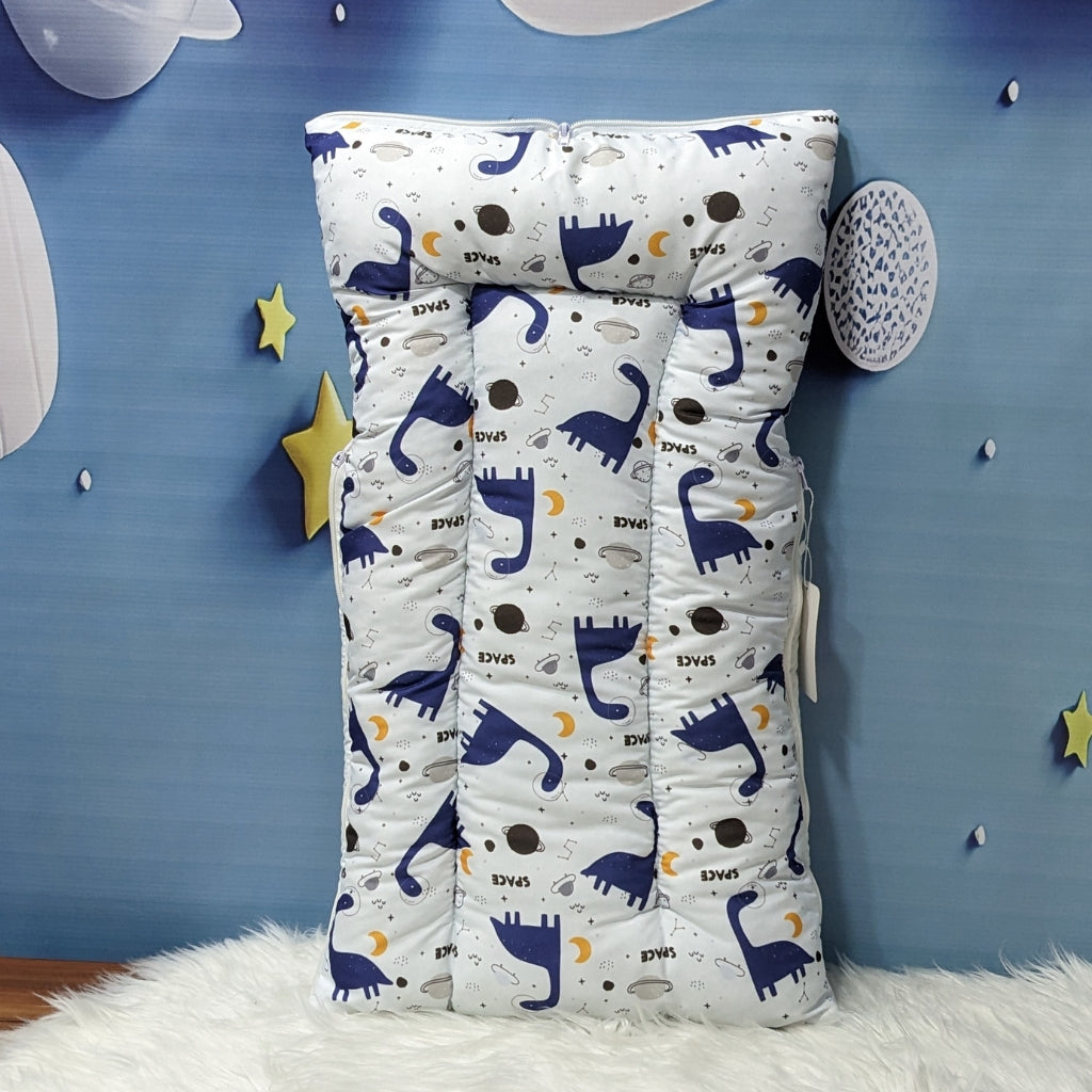 Dino Theme Newborn Baby Carry Nest - Soft Poly Cotton | Blue