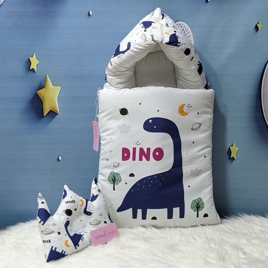 Dino Theme Newborn Baby Carry Nest - Soft Poly Cotton | Blue