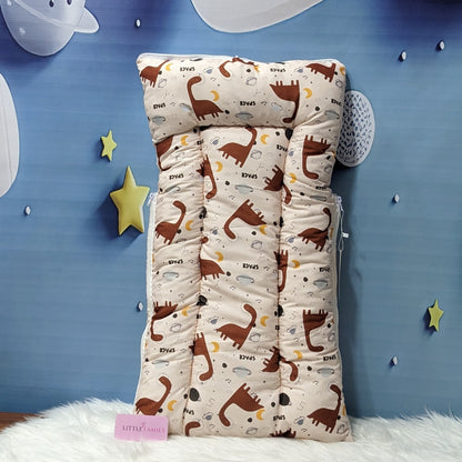 Dino Theme Newborn Baby Carry Nest - Soft Poly Cotton | Brown