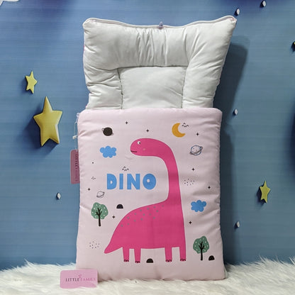 Dino Theme Newborn Baby Carry Nest - Soft Poly Cotton | Pink