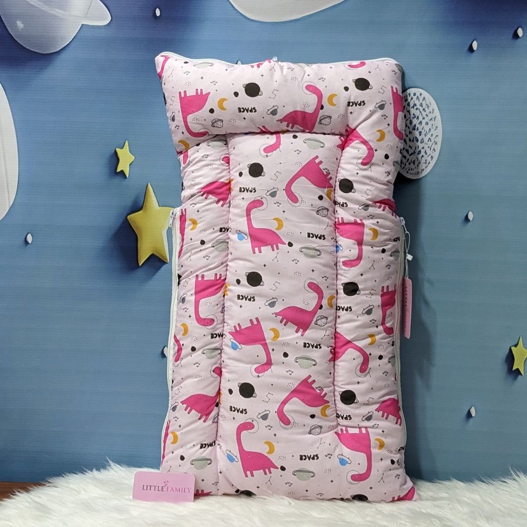Dino Theme Newborn Baby Carry Nest - Soft Poly Cotton | Pink
