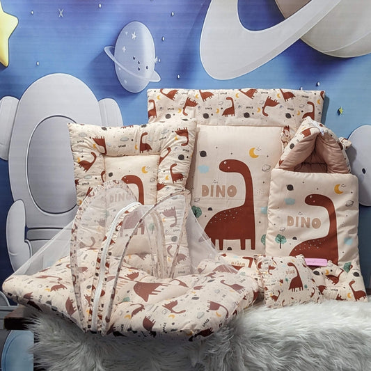 Dino Theme Baby 8 PC'S Bedding Set - (Brown) | Large