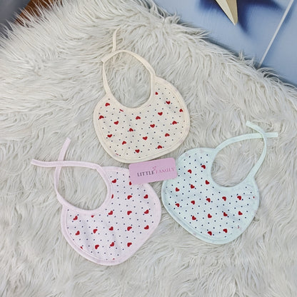 Pack of 3 Baby Bibs Set  | Pink Dotted Heart Prints
