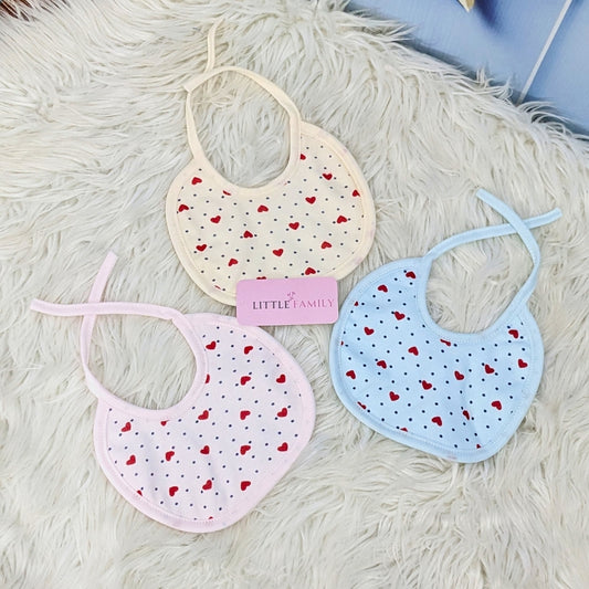 Pack of 3 Baby Bibs Set  | Pink Dotted Heart Prints