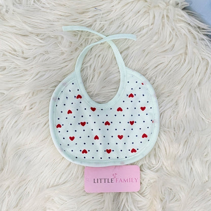 Pack of 3 Baby Bibs Set  | Pink Dotted Heart Prints