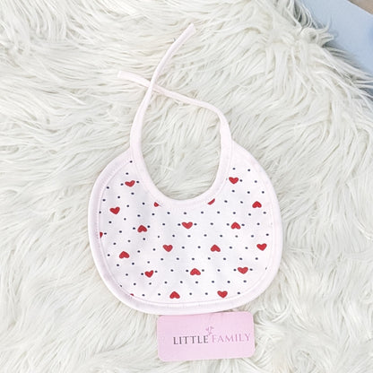 Pack of 3 Baby Bibs Set  | Pink Dotted Heart Prints
