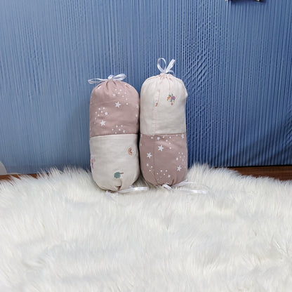 Starry Dreams Baby Bedding Set - 8 Pieces (Dusty Pink) | Large