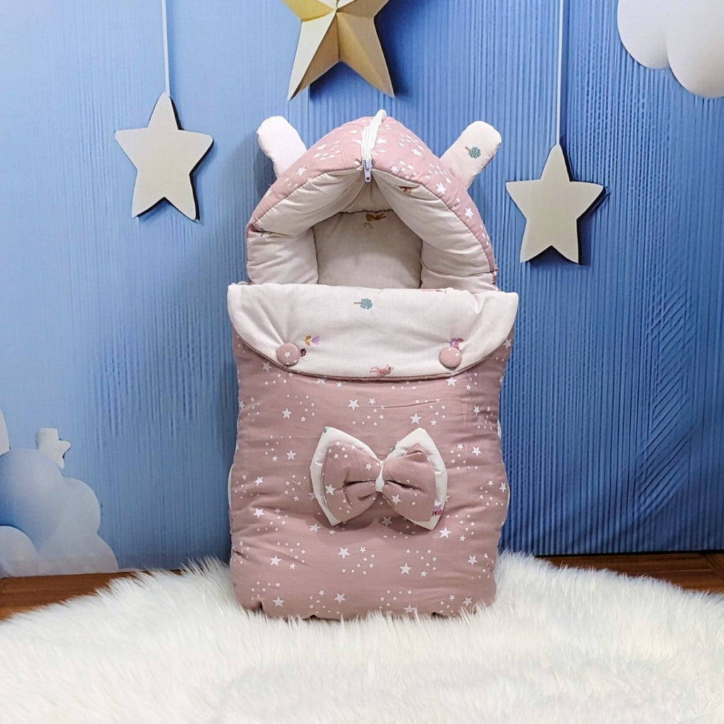 Starry Dreams Baby Bedding Set - 8 Pieces (Dusty Pink) | Large